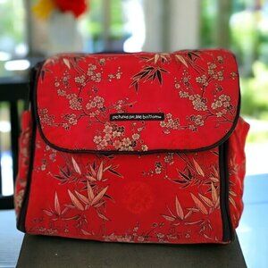 Petunia Pickle Bottom Asian Inspired Print Red Satin Baby Diaper Bag
